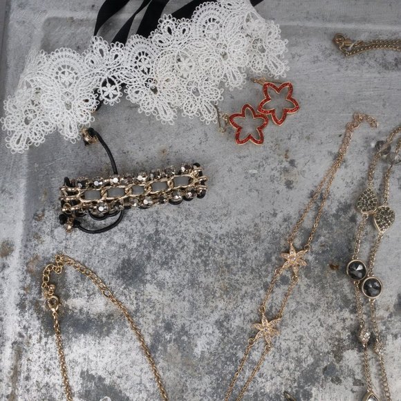 15 Piece Preppy Baublebar Jewelry Lot Rhinestones Pink Bright Necklace Earring - Picture 5 of 6